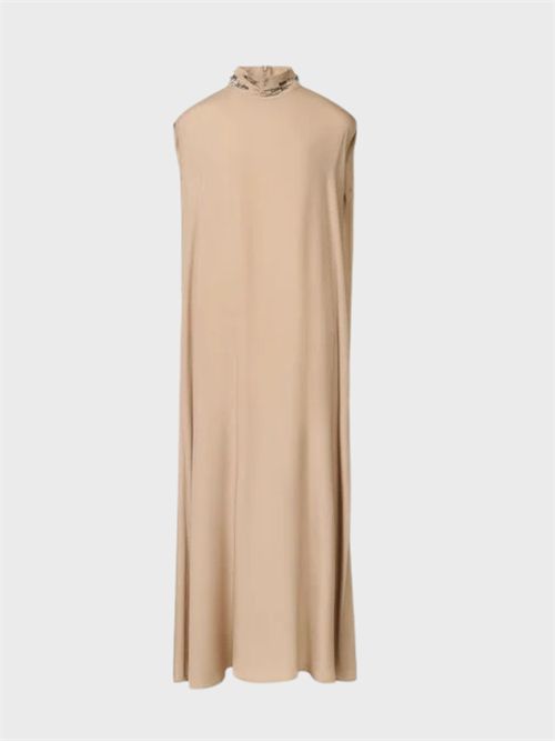 Long cape dress in lightweight enver satin with jewel flame embroidery FABIANA FILIPPI | ABD225F632L6820159